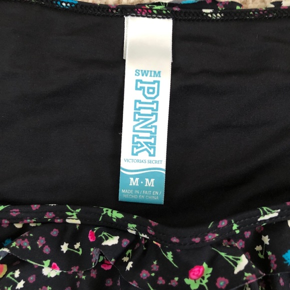 PINK (Victoria Secret) black print ruffle halter bikini in size M - Picture 4 of 4